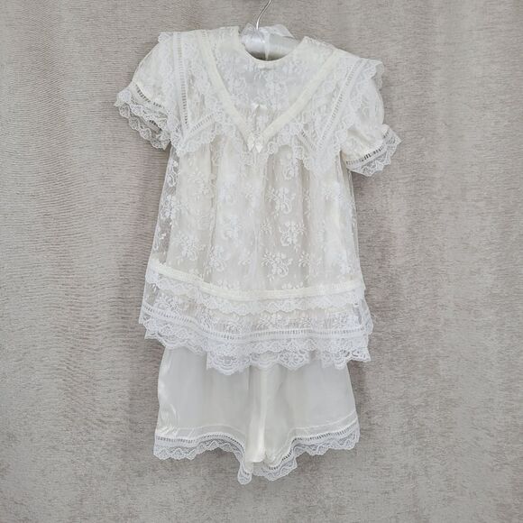 Gunne Sax Jessica McClintock White Lace Dress and Matching Bloomers Set Toddler - Picture 2 of 15